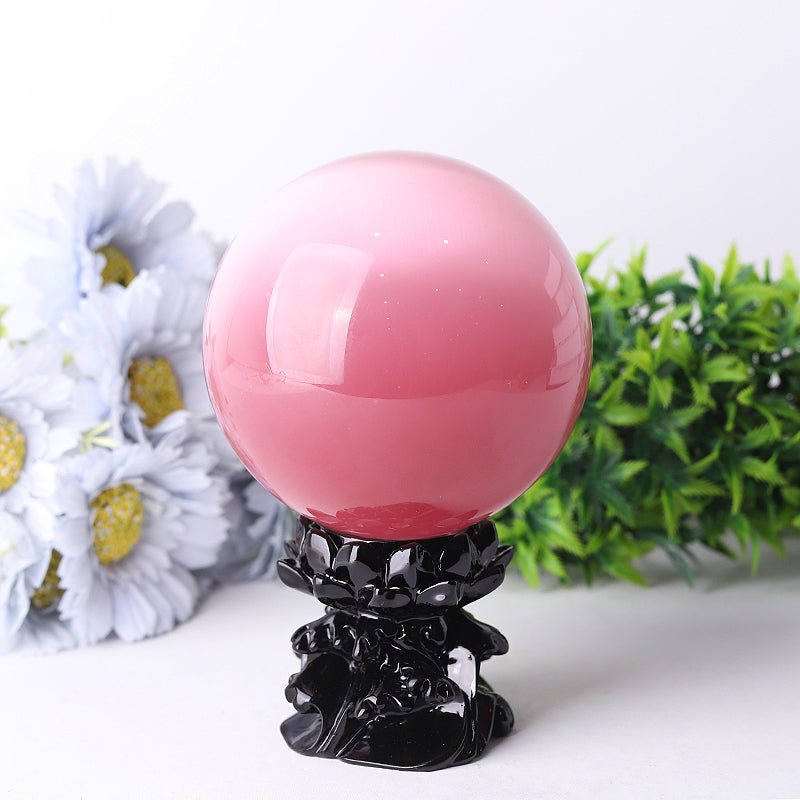 95mm Cat Eye Crystal Sphere for Energy Healing & Meditation