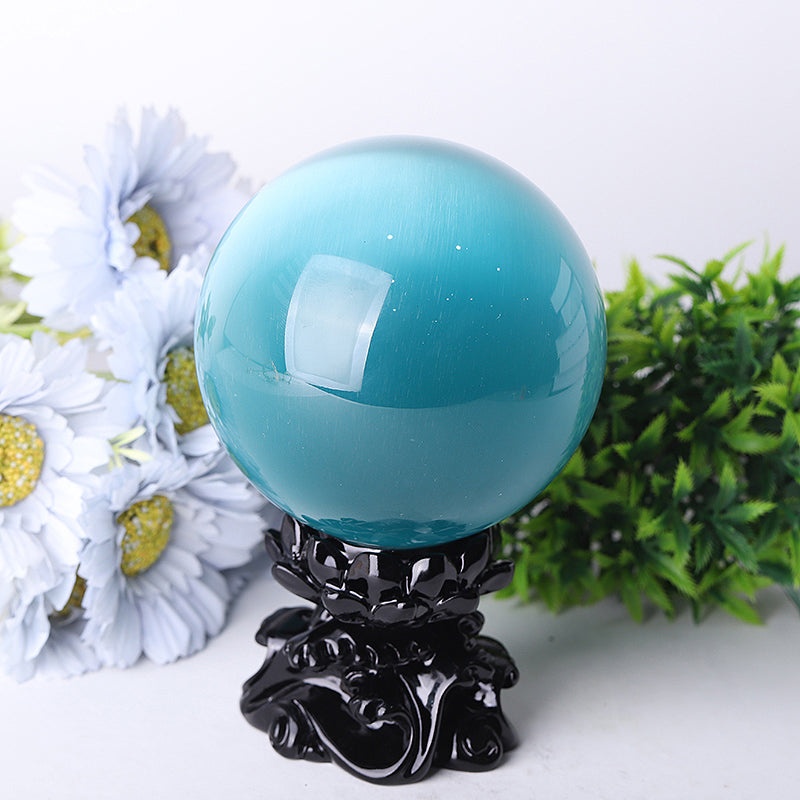 95mm Cat Eye Crystal Sphere for Energy Healing & Meditation