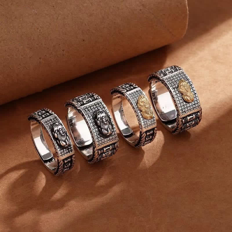 Unisex Pixiu Wealth Prayer Wheel Ring | Feng Shui Luck
