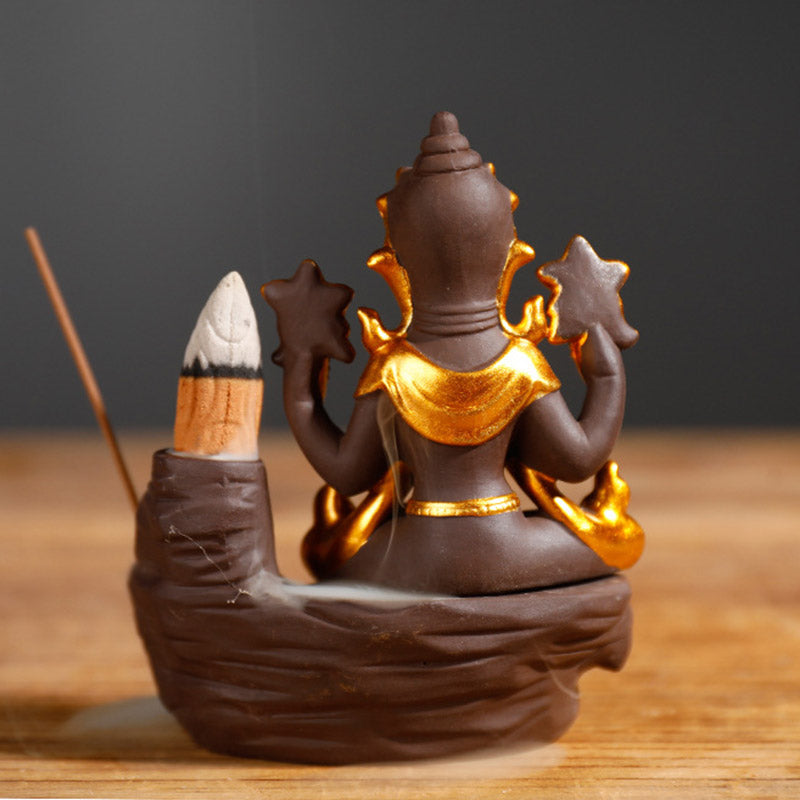 Tibetan Buddha Incense Burner with Purple Clay, Sandalwood | Meditation Decor
