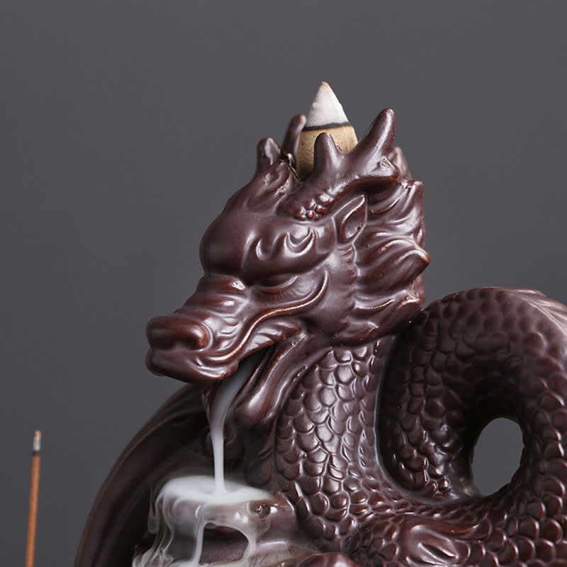 Dragon Pattern Ceramic Incense Burner for Success & Protection