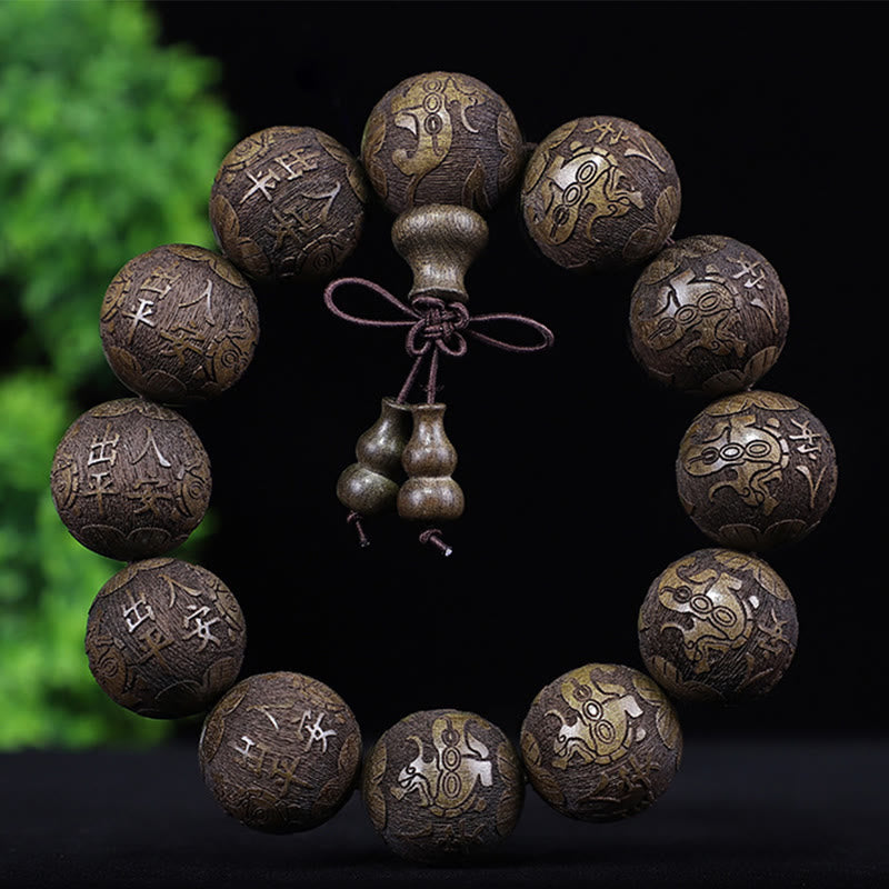 Chinesisches Sternzeichen-Armband aus Rosenholz | 12 Sternzeichen-Perlen Wärme