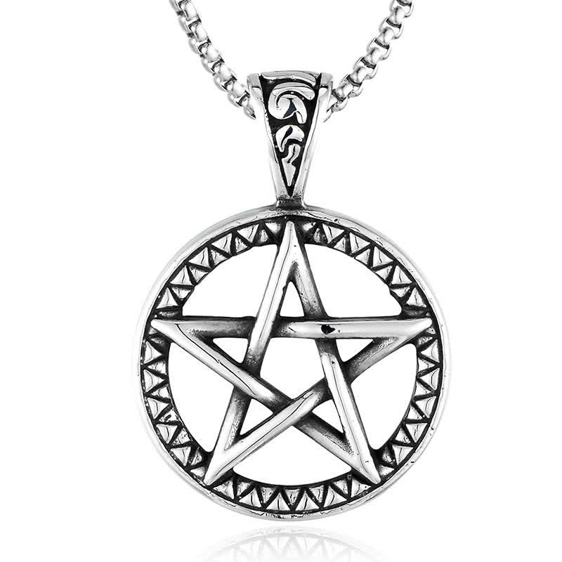 Pentagram Titanium Steel Balance Necklace for Spiritual Calming