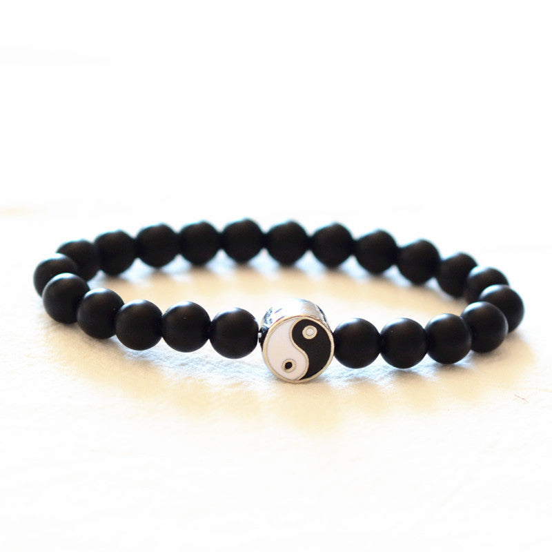 White Turquoise & Frosted Stone 3pcs Yin Yang Wealth Bracelet
