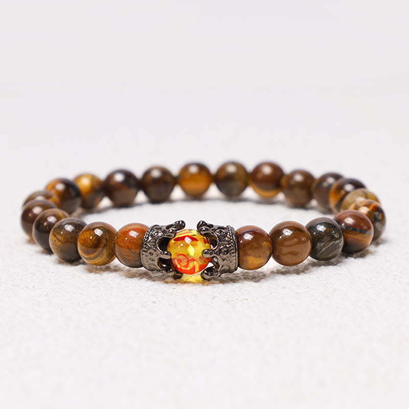 Unisex Natural Stone King and Queen Crown Healing Energy Spiritual Bracelet