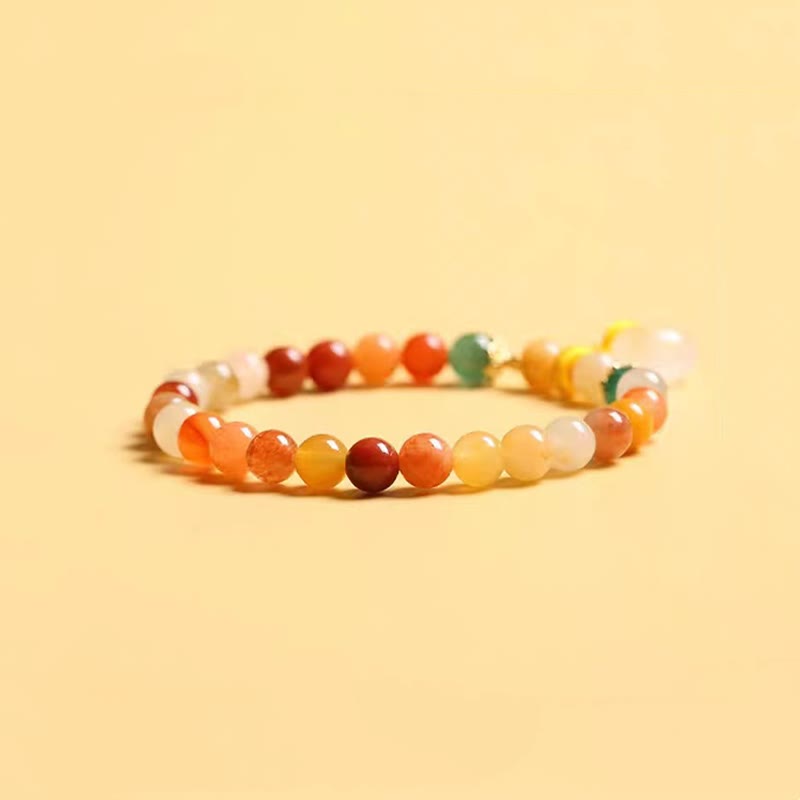 Unisex 8mm Golden Silk Jade Peace Buckle Bracelet