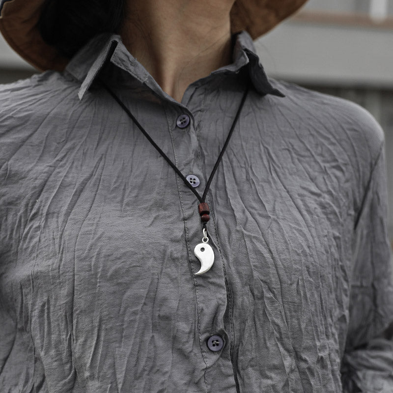 990 Sterling Silver Yin Yang Balance Necklace Pendant