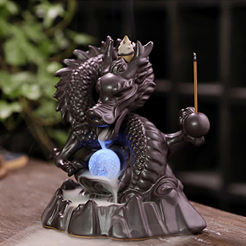 Auspicious Dragon Ceramic Backflow Smoke Incense Burner