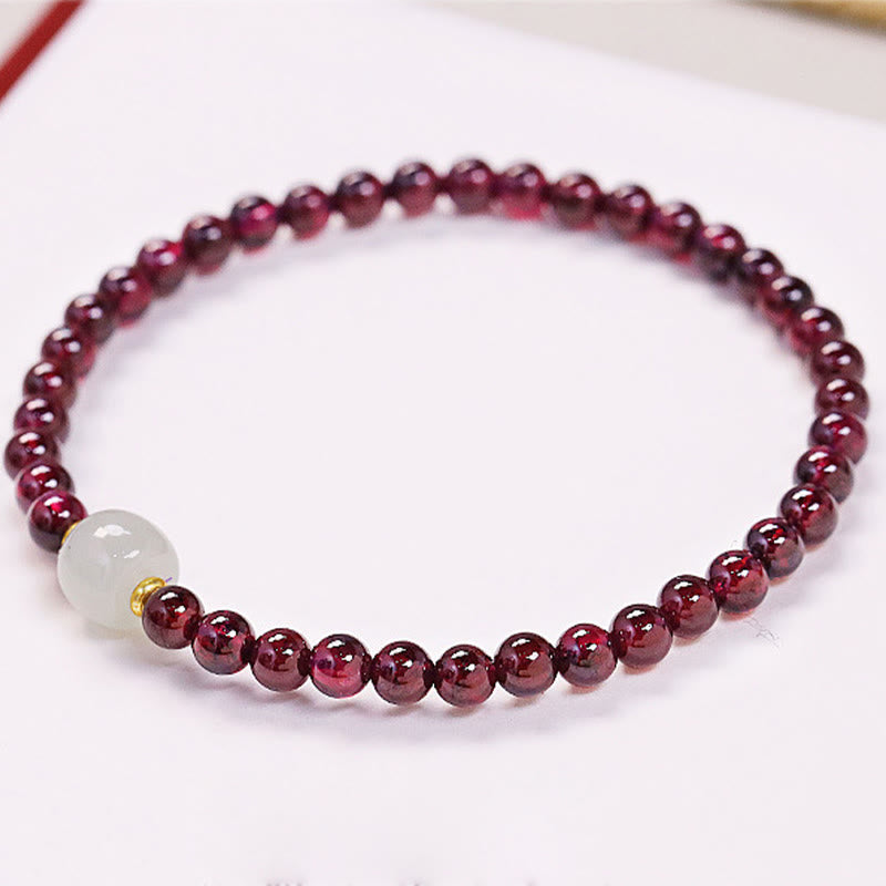 Garnet Jade Bead Purification Bracelet 4mm Garnet 7x6mm Jade