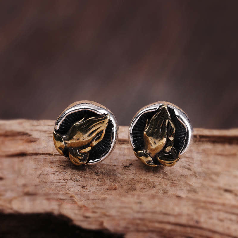 925 Sterling Silver Namaste Spiritual Stud Earrings for Equality & Protection