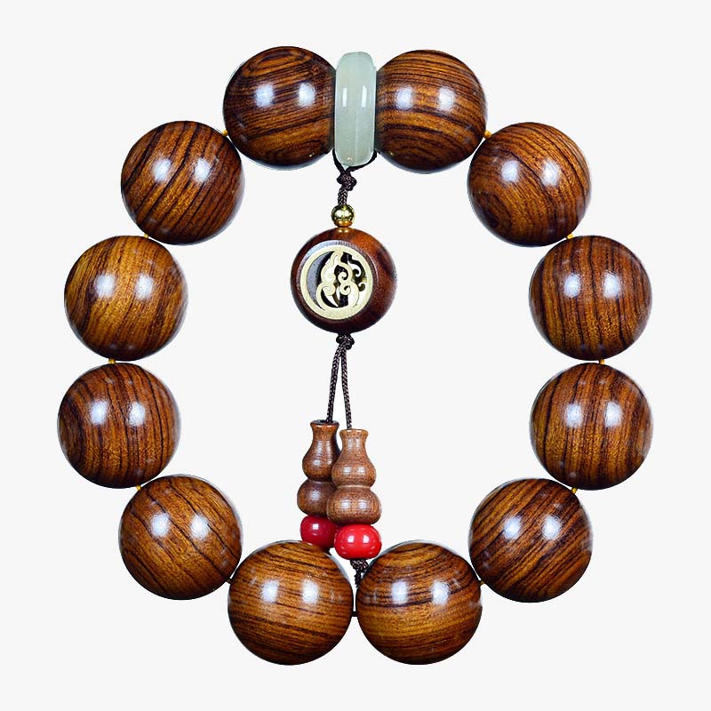 Rosewood Gourd Charm Spiritual Bracelet for Calm Protection