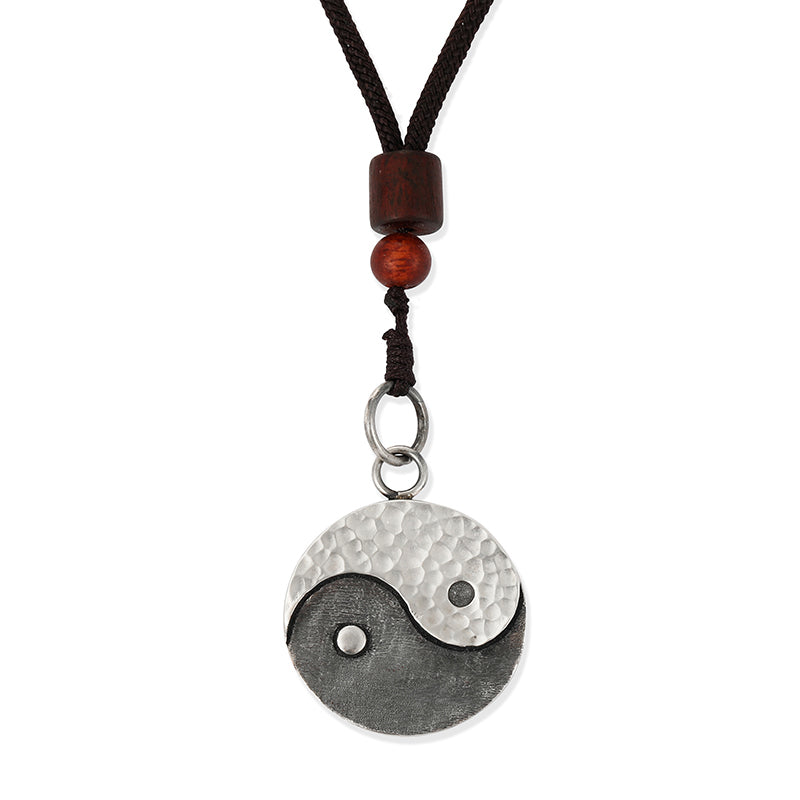 990 Sterling Silver Yin Yang Balance Necklace Pendant