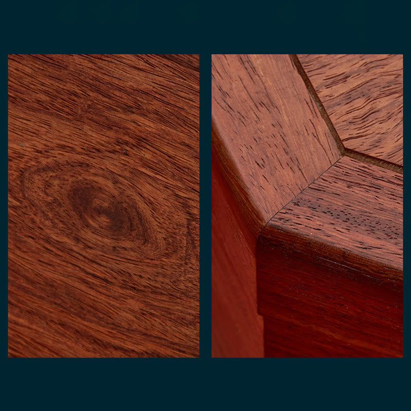 Schmuckschatulle aus Rosenholz mit antikem Blumenblatt-Design – handgefertigte Aufbewahrung