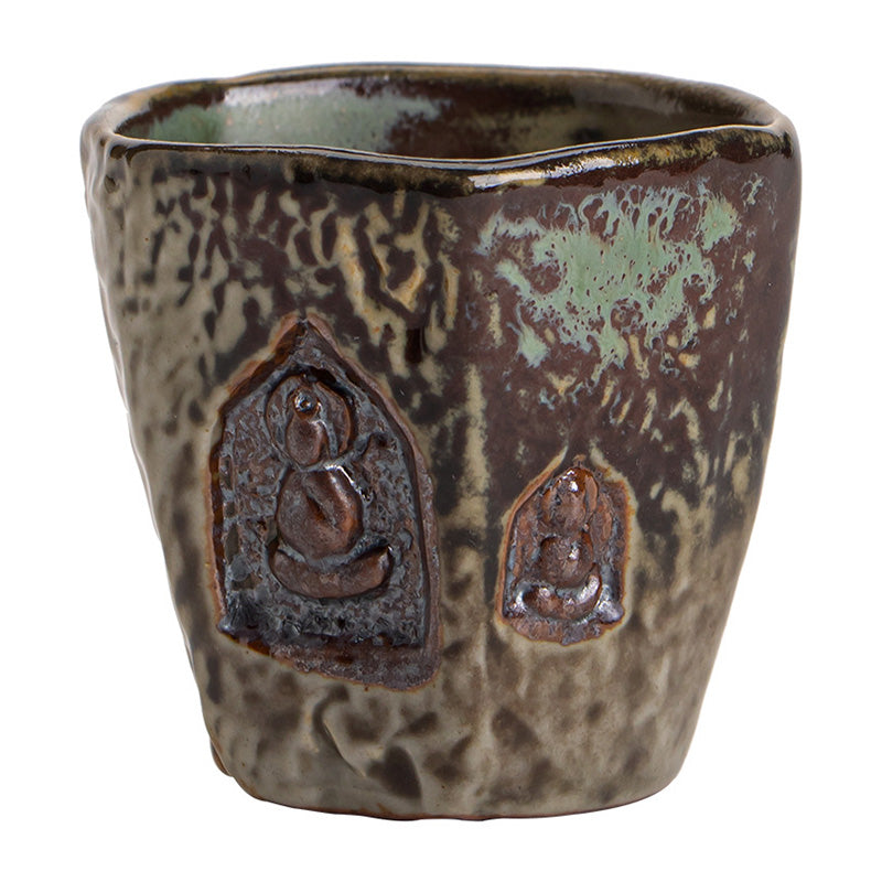 Vintage Dunhuang Keramik Teetasse mit Buddha-Gravur, 150 ml