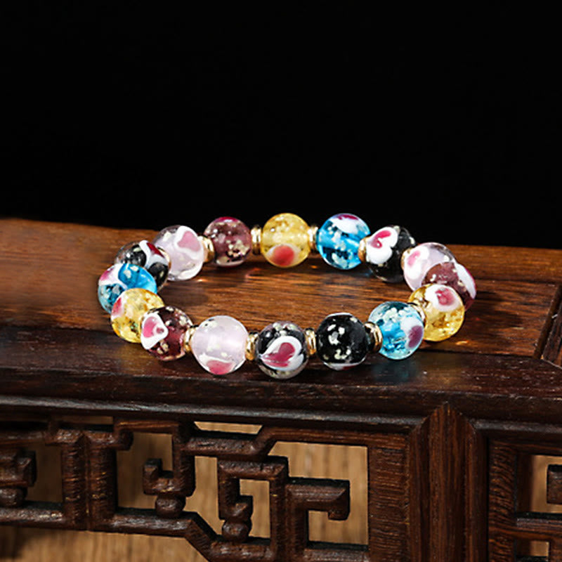 Pink Liuli Glass Spiritual Bracelet for Love & Luck
