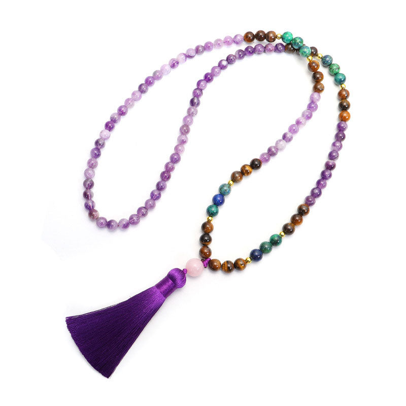 Tibetan Amethyst Purify Bracelet Set with Tiger Eye & Lazurite