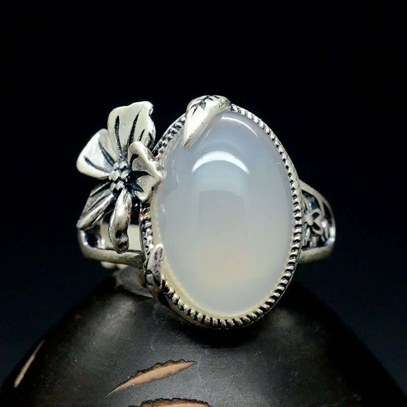 990 Sterling Silber Chalcedon Pflaume Positive Harmonie Ring