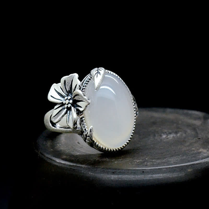 990 Sterling Silber Chalcedon Pflaume Positive Harmonie Ring