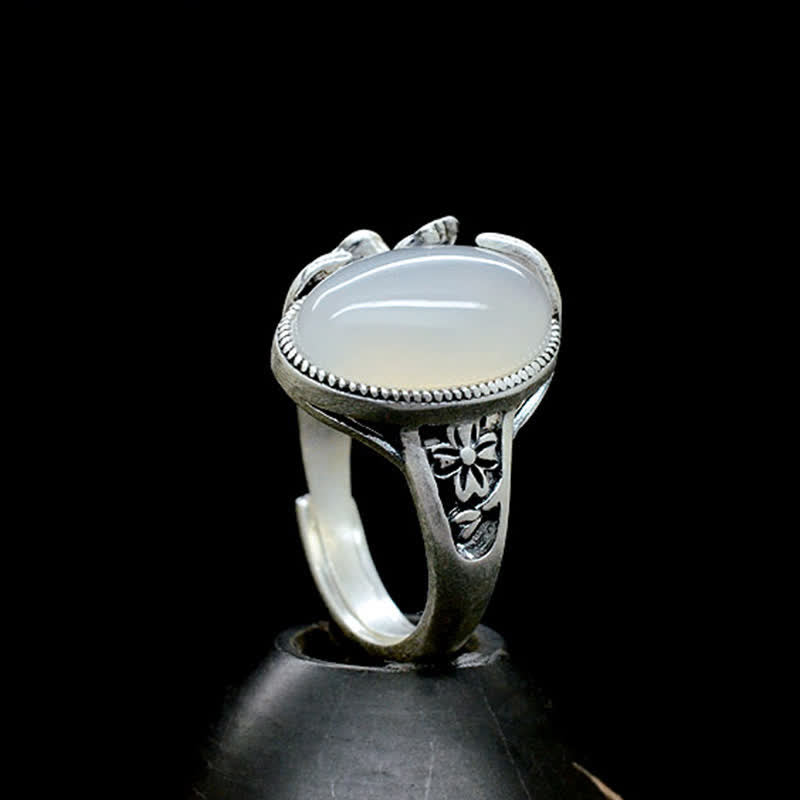 990 Sterling Silber Chalcedon Pflaume Positive Harmonie Ring