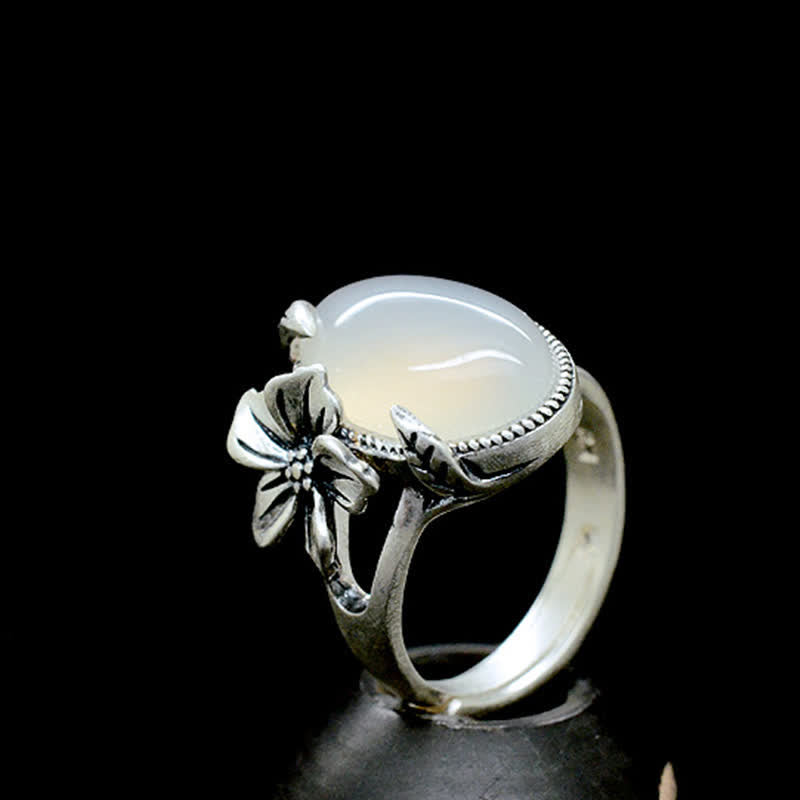 990 Sterling Silber Chalcedon Pflaume Positive Harmonie Ring