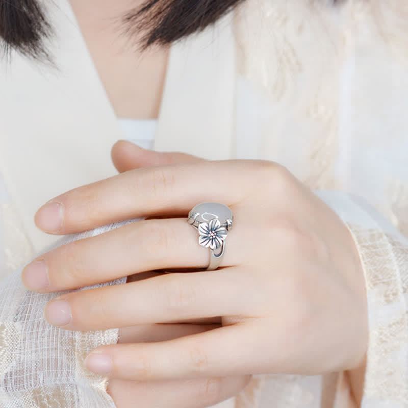 990 Sterling Silber Chalcedon Pflaume Positive Harmonie Ring