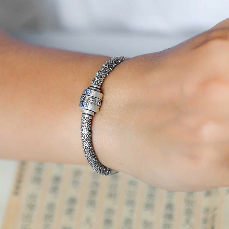 990 Sterling Silber Om Mani Padme Hum Kreativität Armband Armreif