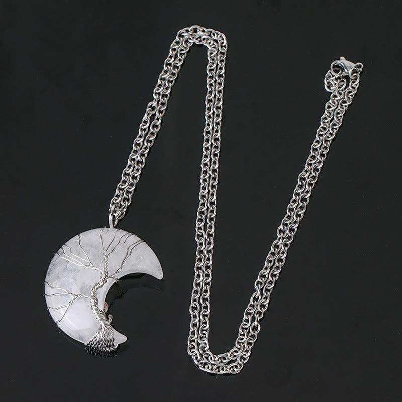 Natural Quartz Tree of Life Necklace for Healing & Balance