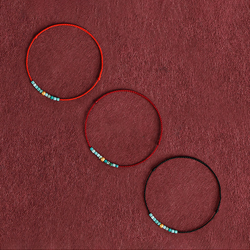 999 Goldperlen Türkis Schutz Geflochtenes Armband Fußkettchen