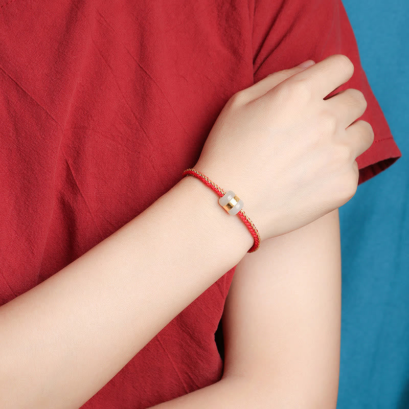 999 Gold Hetian Weiß Jade Om Mani Padme Hum Fu Glücksarmband