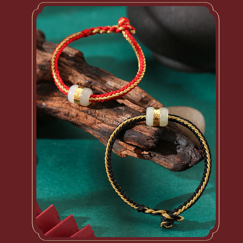 999 Gold Hetian Weiß Jade Om Mani Padme Hum Fu Glücksarmband