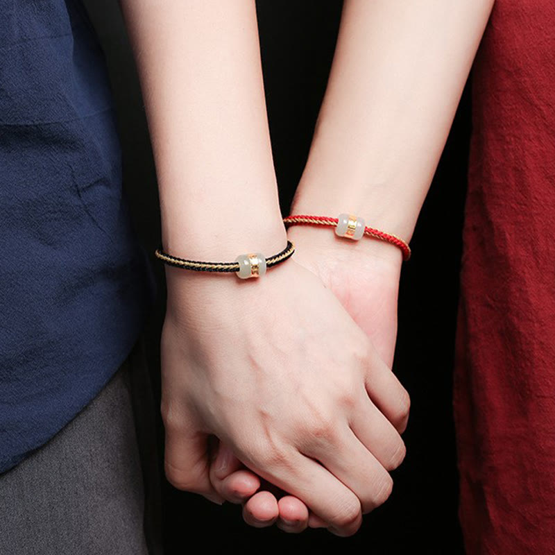 999 Gold Hetian Weiß Jade Om Mani Padme Hum Fu Glücksarmband