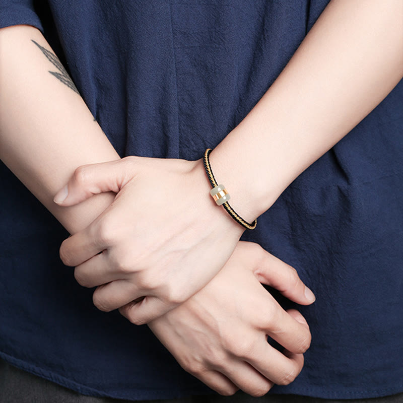 999 Gold Hetian Weiß Jade Om Mani Padme Hum Fu Glücksarmband