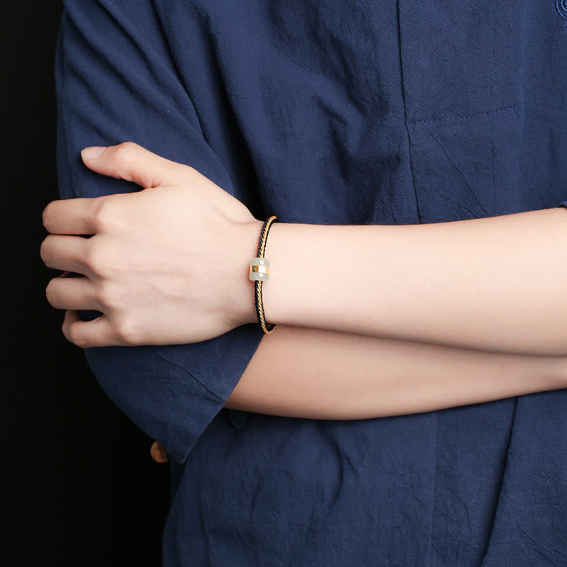 999 Gold Hetian Weiß Jade Om Mani Padme Hum Fu Glücksarmband