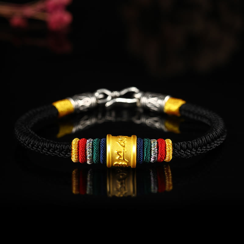 999 Gold Om Mani Padme Hum Handgemachtes Achtfaden-Friedensknotenarmband