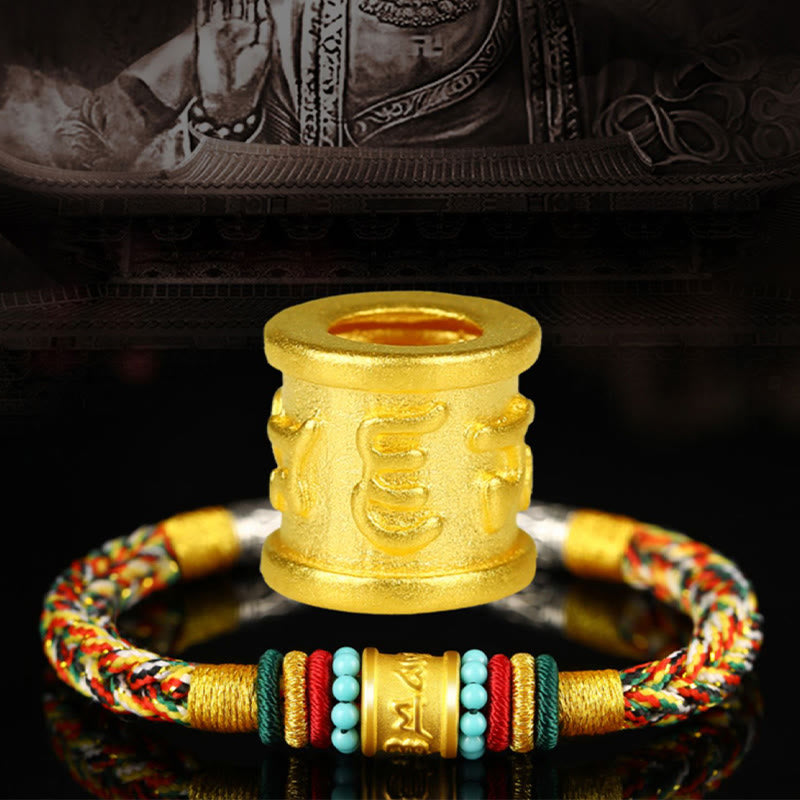 999 Gold Om Mani Padme Hum Handgemachtes Achtfaden-Friedensknotenarmband