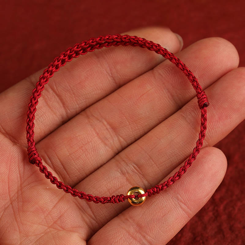 999 Gold Peace Buckle Rotes Schnurarmband für Schutz und Glück
