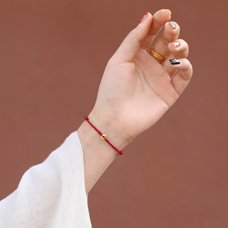 999 Gold Peace Buckle Rotes Schnurarmband für Schutz und Glück