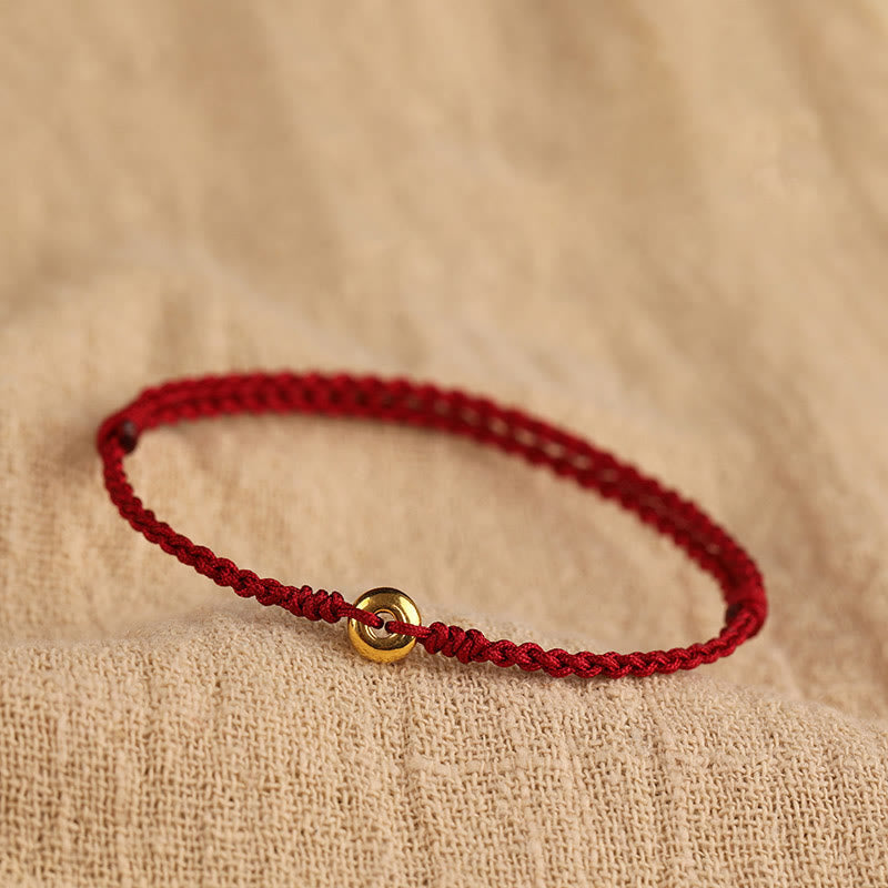 999 Gold Peace Buckle Rotes Schnurarmband für Schutz und Glück