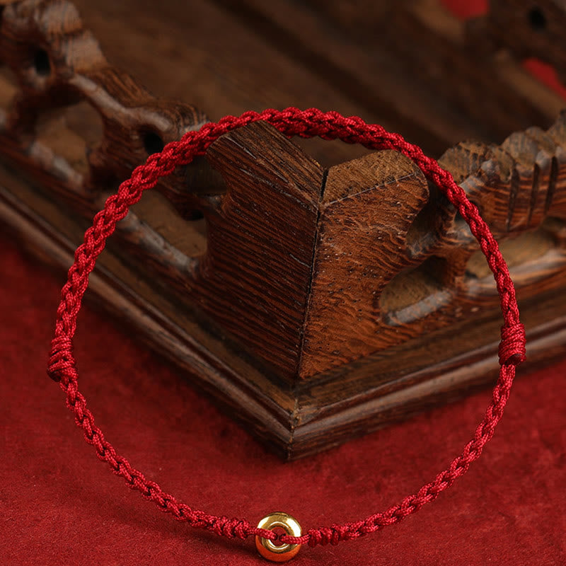 999 Gold Peace Buckle Rotes Schnurarmband für Schutz und Glück