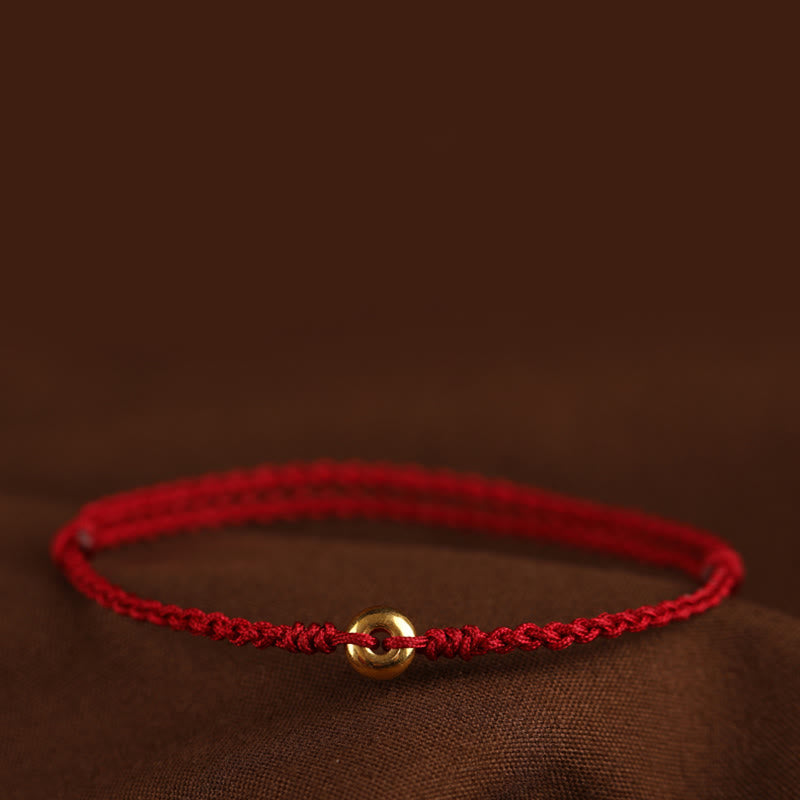 999 Gold Peace Buckle Rotes Schnurarmband für Schutz und Glück