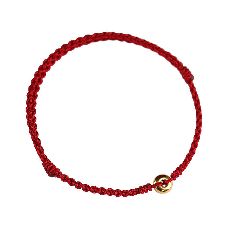 999 Gold Peace Buckle Rotes Schnurarmband für Schutz und Glück