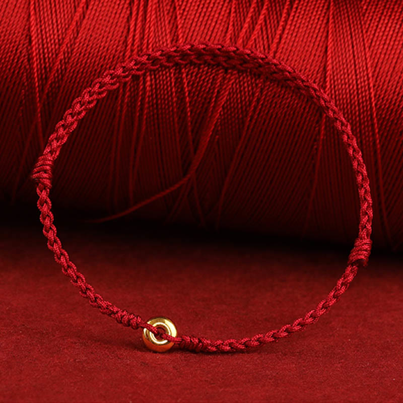 999 Gold Peace Buckle Rotes Schnurarmband für Schutz und Glück