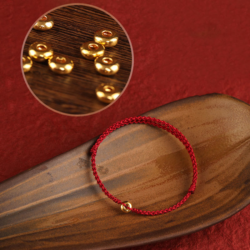 999 Gold Peace Buckle Rotes Schnurarmband für Schutz und Glück