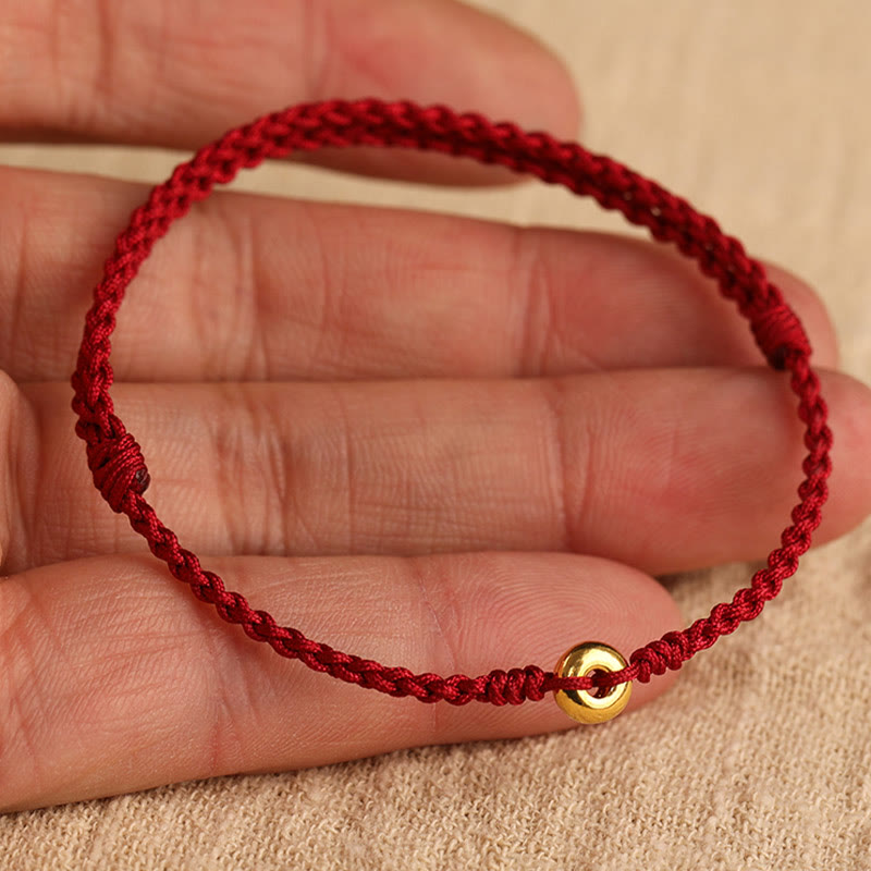 999 Gold Peace Buckle Rotes Schnurarmband für Schutz und Glück