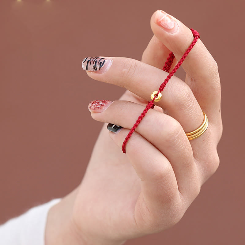 999 Gold Peace Buckle Rotes Schnurarmband für Schutz und Glück