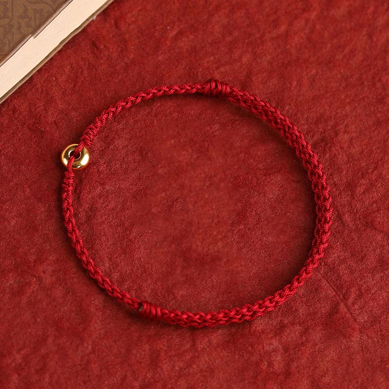 999 Gold Peace Buckle Rotes Schnurarmband für Schutz und Glück