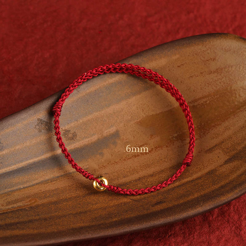 999 Gold Peace Buckle Rotes Schnurarmband für Schutz und Glück