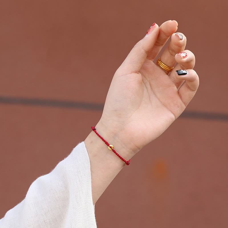 999 Gold Peace Buckle Rotes Schnurarmband für Schutz und Glück