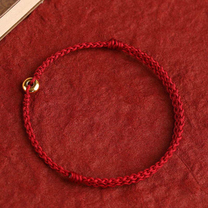 999 Gold Peace Buckle Rotes Schnurarmband für Schutz und Glück