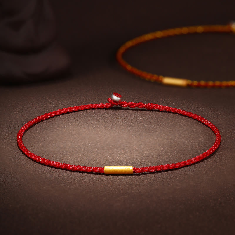 999 Gold Schutzarmband mit roter Schnur Vier Wunschknoten